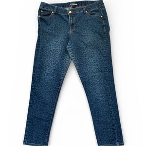 Lane Bryant Jeans Plus Size 18 Stretch Denim Cheetah Animal Print Rhinestone